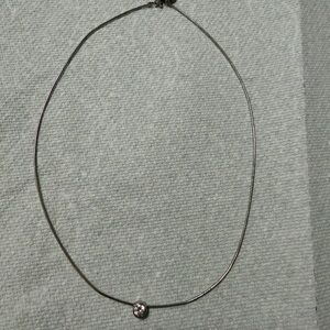 Minimalist Stirling Silver926 Italy Necklace with Crystal Accent